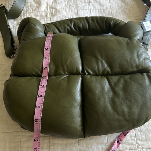 Stylism Leather Olive Green Puffer Bag - Picture 4 of 9